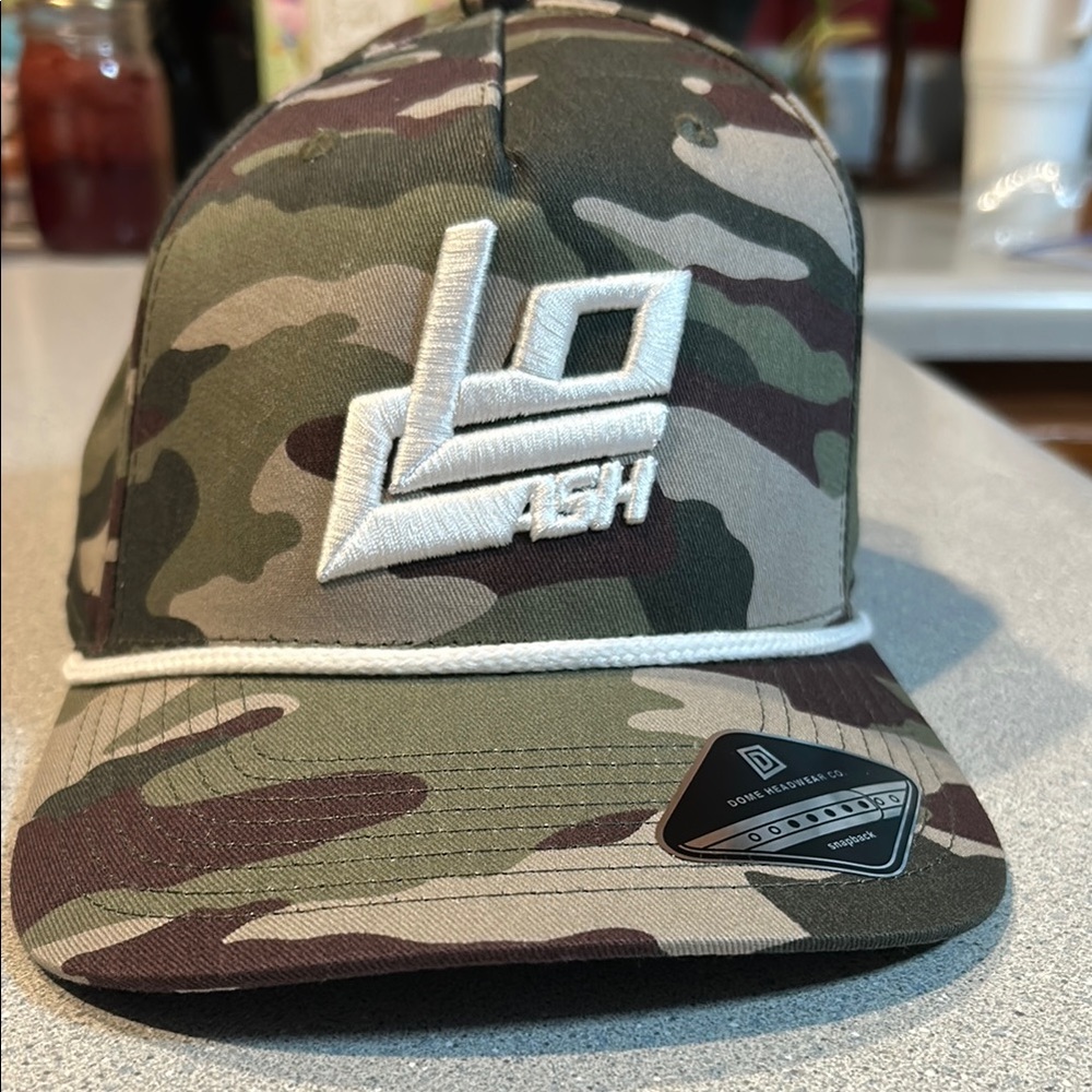 Dome Headwear Company -  Snapback, Camo, Trucker Hat w/White Lo Cash Logo